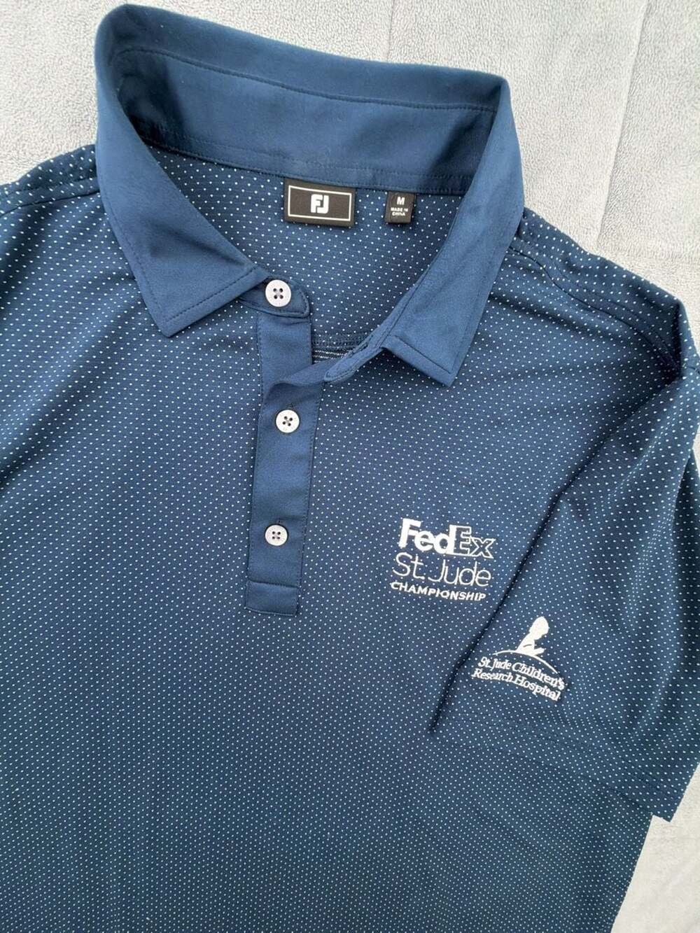 FootJoy FedEx St. Jude Championship Golf Polo Size M Navy Blue Lisle